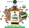 ELP Pure Organic Castor Oil - Promotes Hair, Eyebrow and Eyelash Growth - Diminishes Wrinkles and Signs of Aging - Hydrates and Nourishes Skin -