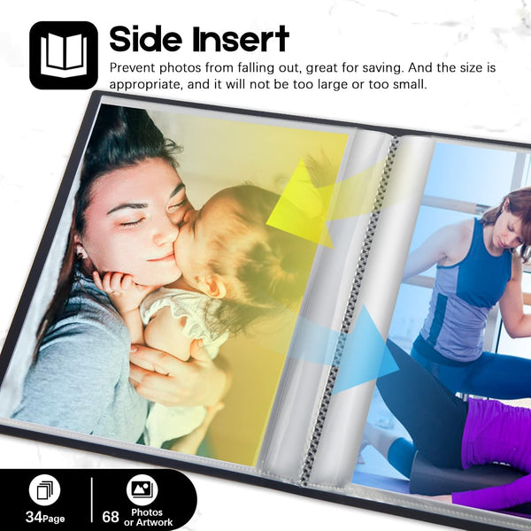 Photo Album 8X10, 8X10 Photo Album Book Holds 68 Photos, Art Portfolio Binder for 8 X 10 Pictures, Photo Albums for 8X10 Photos, 10X8 Sheet