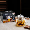 PARACITY Glass Teapot Stovetop 22 Oz/650Ml, Tea Pot with Removable 18/8 Stainless Steel Infuser, Borosilicate Clear Tea Kettle, Teapot Blooming