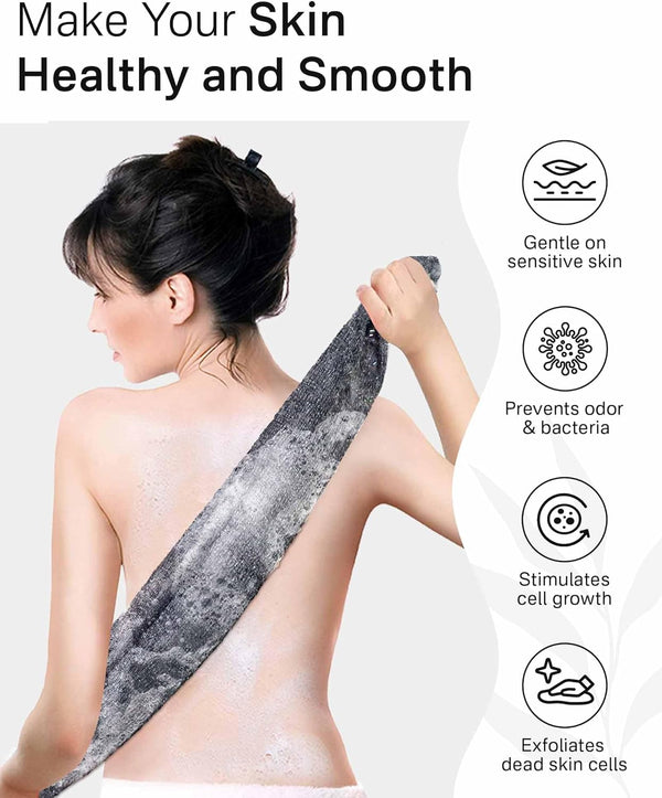 Yiclick 2PCS Exfoliating Washcloth Towel - Exfoliating Body Scrubber Exfoliator, Loofah Sponge Wash Cloth, Korean & Japanse & African Net Sponge