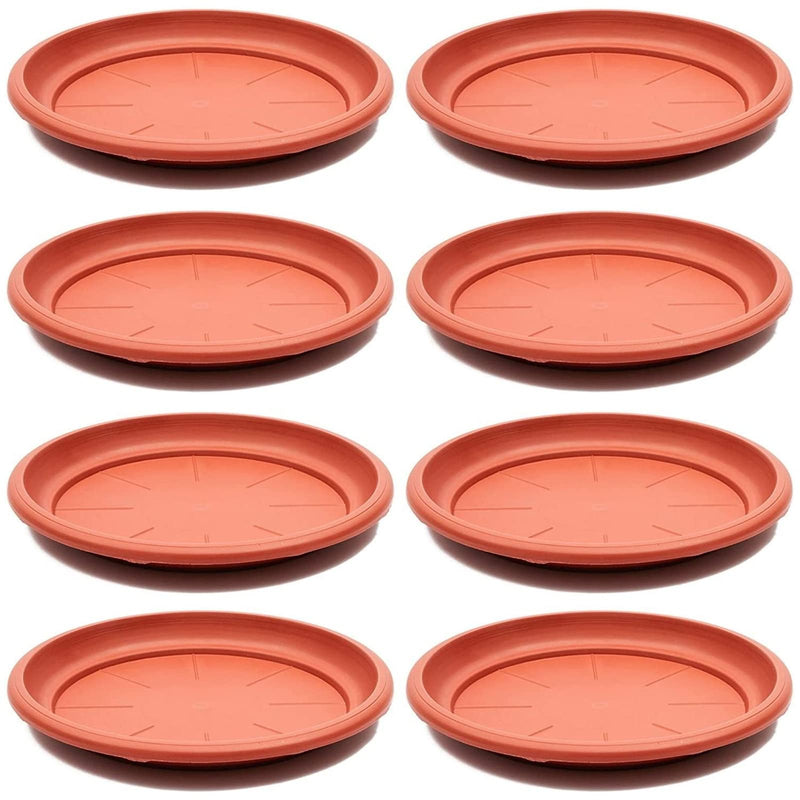 Juvale 8-Pack round Plastic Plant Saucer Drip Trays, Terracotta Flower Pot Saucers, Dish for Indoors, Outdoors, Garden, Potted Plants, Patio,