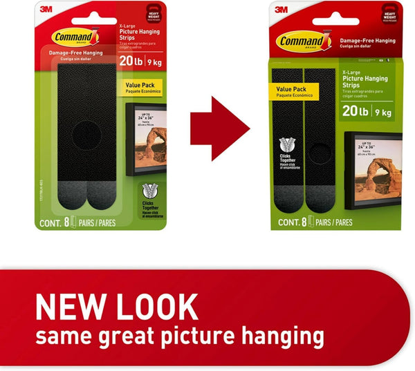 Command 20 Lb XL Heavyweight Picture Hanging Strips 8 Pairs (16 Command Strips), Damage Free Hanging Picture Hangers, Heavy Duty Great for Home