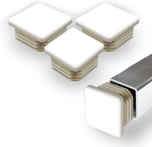 Prescott Plastics 1" Inch Square Plastic Plug Insert (10 Pack), White End Cap for Metal Tubing, Fence, Chair Glide Insert for Pipe Post and Furniture