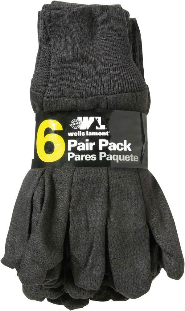 Wells Lamont Versatile Cotton All-Purpose Gloves Lightweight, Durable, Comfortable Jersey, 6-Pair Bulk Pack, Large (501LK) Brown
