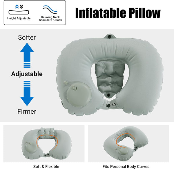 MABOZOO U-Shaped Hot Bathtub Pillow,Inflatable Spa Pillows for Hot Tub with Adjustable Button for Shower, Neck Support Headrest & Leg Pillow for