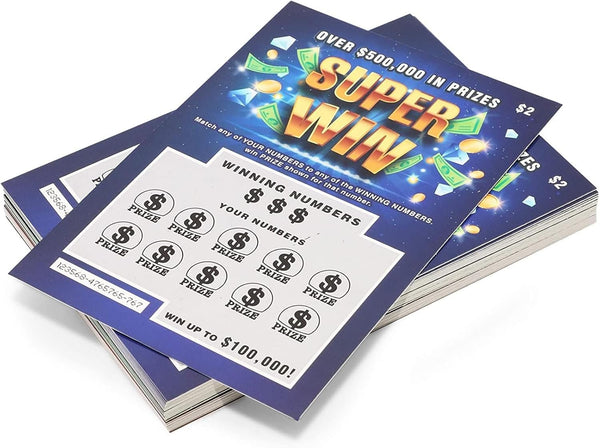 BLUE PANDA 30 Pack Fake Scratch off Lottery Tickets, Gag Prank Winning Lotto Ticket Cards (3 Designs)