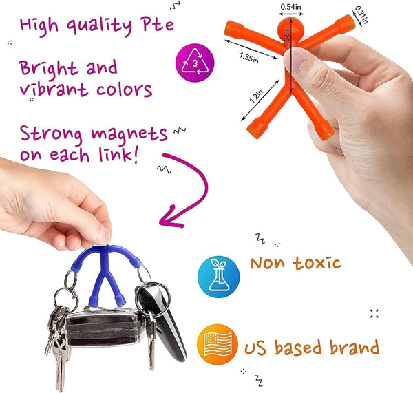 MAGMEN Magnetic Travel Toys, Stretchy, Fun, and Educational Fidget Toys for Kids and Adults Ages 3 and up Pack of 10 Solid