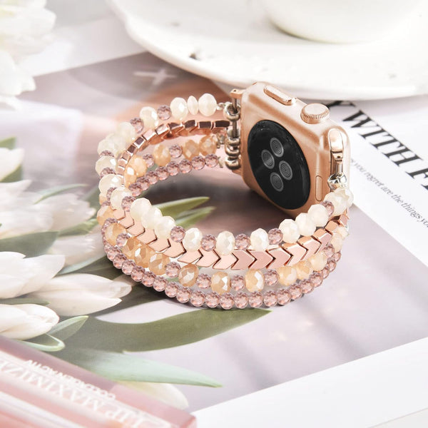 MOFREE Beaded Bracelet Compatible with Apple Watch Band 38Mm/40Mm/41Mm/42Mmï¼Series 10ï¼ 9/8/7/SE/6/5/4/3/2/1 Women Fashion Handmade Elastic Stretch