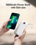 VEEKTOMX Portable Charger with Built in Cables 10000Mah, USB C Power Bank with 5 Outputs and LED Display, Small & Slim Battery Pack Compatible
