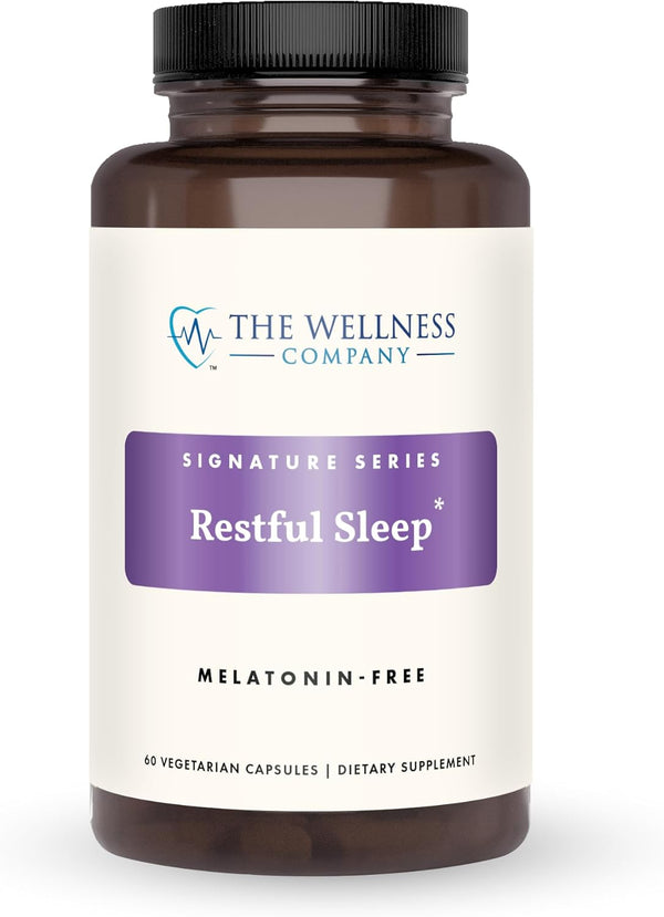 The Wellness Company Restful Sleep | 60 Capsules (1 Month Supply) | Natural Melatonin-Free Sleep Support | Non-Gmo, Vegan, Gluten Free | for