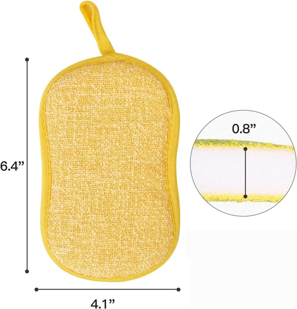 Multipurpose Kitchen Scrub Sponges, Heavy Duty Cleaning Non-Scratch Scrub Sponge, Reusable Microfiber Sponge for Household Cleaning, Random Colors