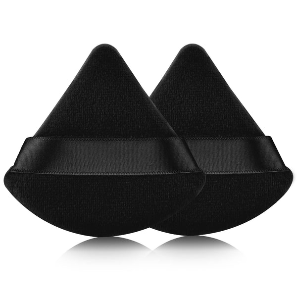 2 Pcs EVAOUXIU Triangle Powder Puff for Face Powder, Soft Plush Setting Powder Puff, Velour Cosmetic Foundation Blender Sponge Beauty Makeup Tools