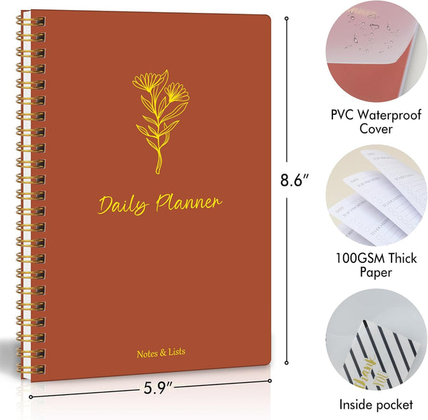 Beautiful Daily Planner Undated - to Do List Notebook with Hourly Schedules, 5.9"X 8.6", Aesthetic Planner Organize Tasks and Appointments,A5