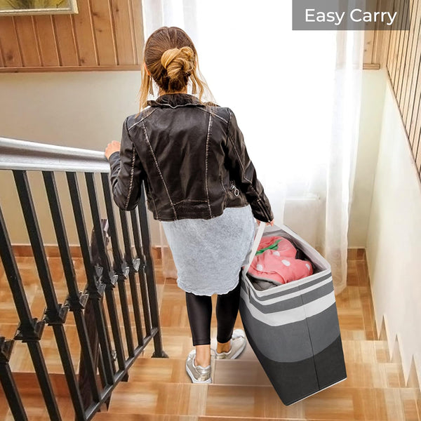Homehacks 2 Pack Large Laundry Baskets, Waterproof, Freestanding Laundry Hampers, Collapsible Clothes Hamper with Reinforced Handles in Laundry