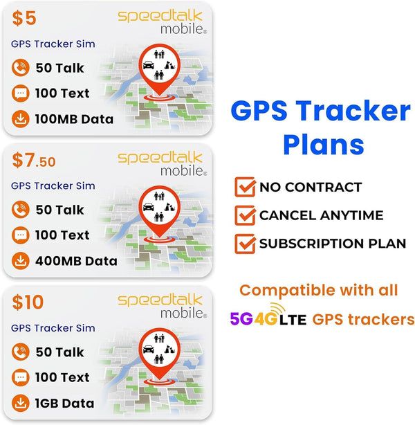 Speedtalk Mobile GSM SIM Card for 5G 4G GPS Trackers - Pet Kid Senior Vehicle Tracking Devices - 30 Day Service| USA Coverage Canada & Mexico Roaming