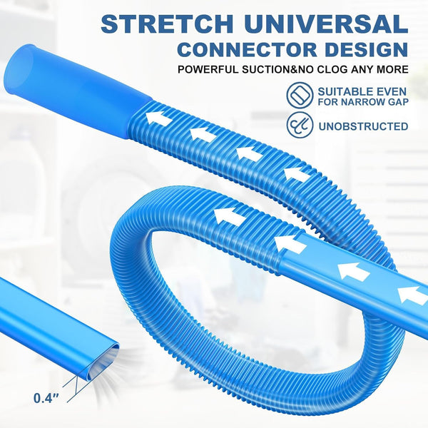 Dryer Vent Cleaner Kit Dryer Lint Vacuum Attachment with Stretch Universal Connector, Dryer Vent Cleaning Tool Vacuum Hose Lint Remover, Blue