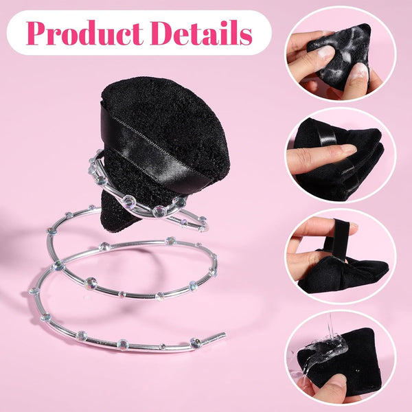 Pimoys 6 Pcs Powder Puff Face Soft Triangle Makeup Puff Velour Makeup Sponge Beauty Blender Mother'S Day Gifts for Loose Powder (Black)