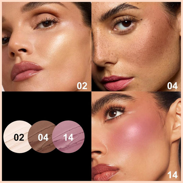 FOCALLURE 3 Pcs Cream Contour Sticks,Shades with Highlighter & Bronzer & Blush,Non-greasy Long-wear Face Contouring Pen,Easy to Sculpt the Face