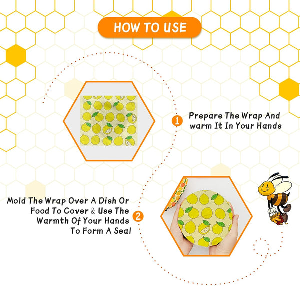 Reusable Beeswax Wrap - 9 Pack Eco-Friendly Beeswax Wraps for Food, Organic, Sustainable, Biodegradable, Zero Waste, Plastic-Free Food Storage, 1L