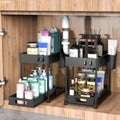 Under Sink Organizers and Storage, 2 Pack Large Capacity Heavy Load Pull-Out under Sink Shelves with Sliding Drawer for Kitchen and Bathroom,