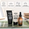 Rinse & Robust Beard Wash, Fathers Day Dad Gift, Beard Conditioner, Beard Oil, Beard Balm Gift Set - Sandalwood Fragrance, Natural, Gluten Free
