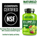 NATURELO Vitamin B Complex with Methyl B12, Methyl Folate, Vitamin B6, Biotin plus Choline, Coq10, and Fruit & Vegetable Blend - Supports Energy &