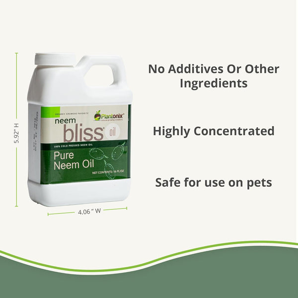 Neem Bliss (16 Fl Oz) - Pure Neem Oil Concentrate - 100% Cold Pressed Neem Oil - All-Natural Neem Oil Concentrate - Pure Neem Oil Extract -
