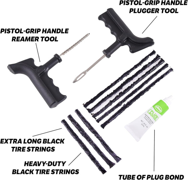 Slime 2040-A Tire Repair Plug Kit, Deluxe, Contains Strings, Tools and Glue, 11 Pieces