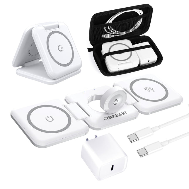 3 in 1 Apple Charging Station for Iphone Airpods Iwatch - Travel Charger for Multiple Devices, Portable Foldable Chargin