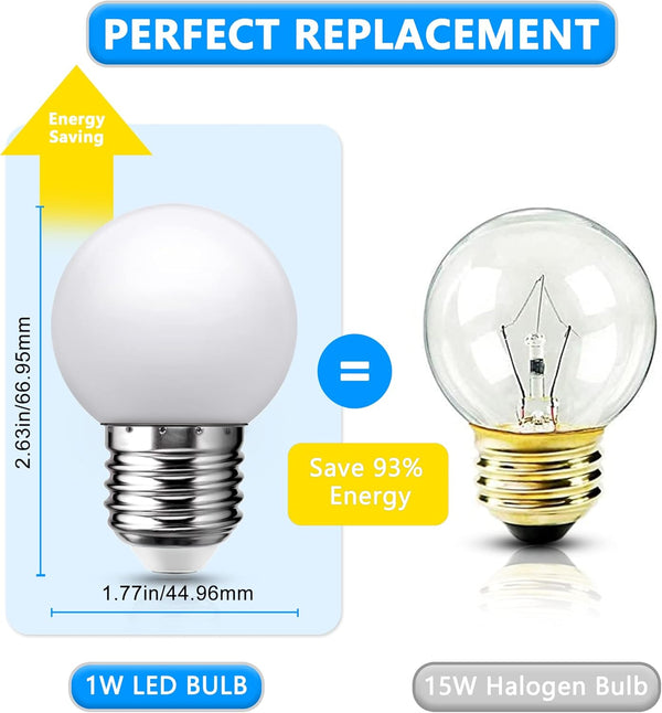 Flaspar LED Night Light Bulb, Globe Small LED Light Bulbs 15W Equivalent, E26 Medium Screw Base Bathroom Vanity Porch Outdoor String Light Bulbs 6