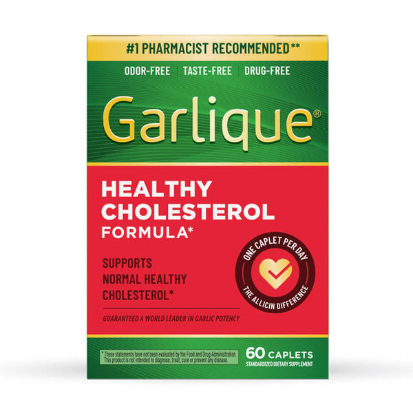 Garlique Garlic Extract Supplement, Healthy Blood Pressure Formula, 1800 Mcg Allicin, Odorless & Vegan, 60 Caplets