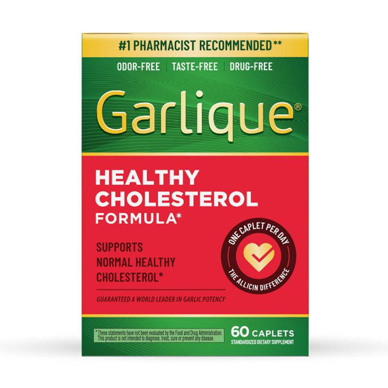 Garlique Garlic Extract Supplement, Healthy Blood Pressure Formula, 1800 Mcg Allicin, Odorless & Vegan, 60 Caplets