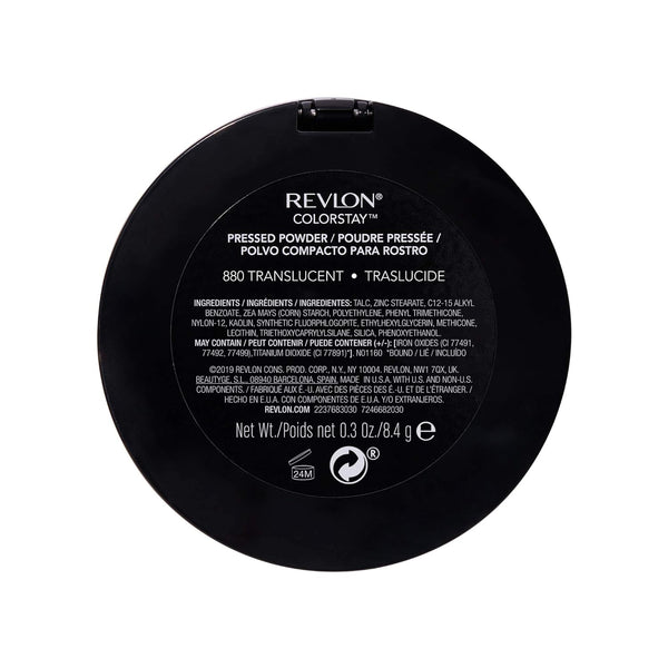 Revlon Colorstay Pressed Powder Face Makeup, Longwearing, Fragrance-Free, Noncomedogenic, 880 Translucent, 0.3 Oz