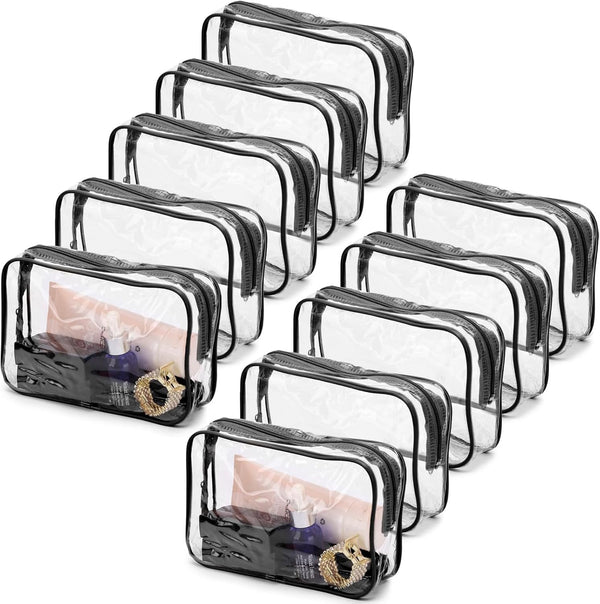 Tbestmax 10 Pack Clear Cosmetic Bags Makeup Bags Portable Waterproof TSA Approved Travel Toiletry Bags Organizer