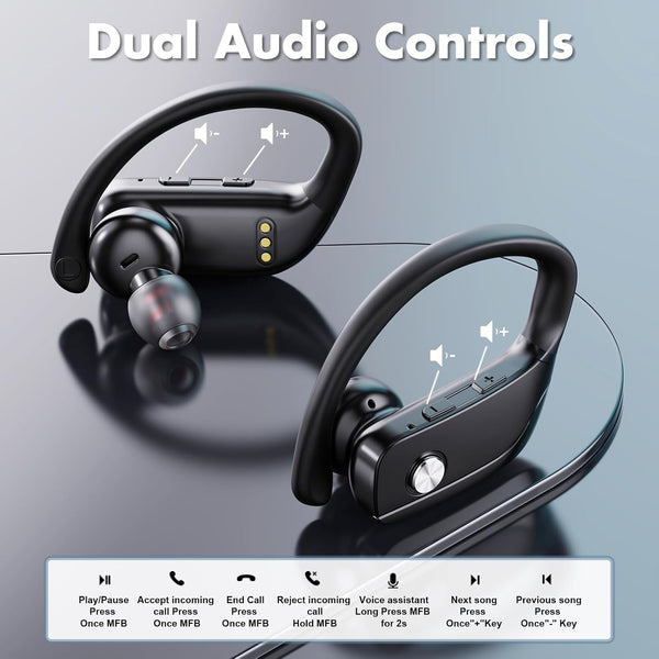 Wireless Earbuds Bluetooth Headphones 48Hrs Play Back Sports Earphones with LED Display Built in Mic Deep Bass Stereo in Ear Waterproof Headset
