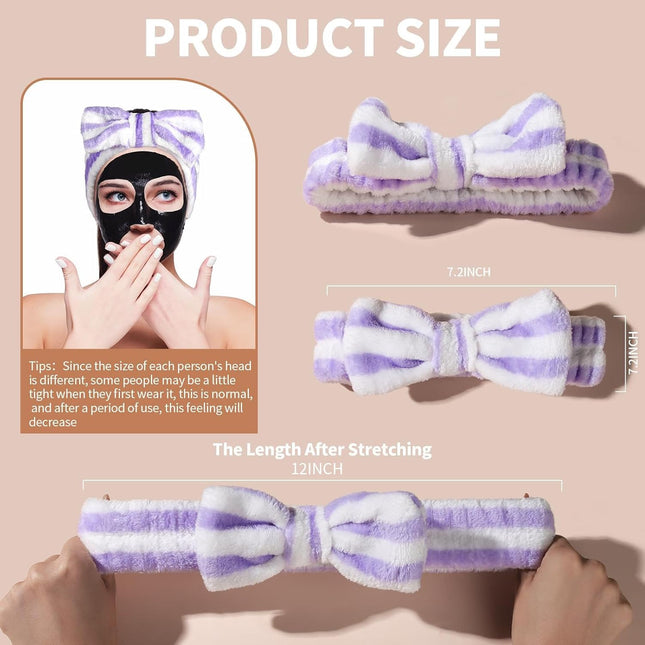 Teenitor 5pcs Makeup Headband with Removable Bow, Spa Headband for Washing Face for Teen Girls Women, Christmas Gifts Ba