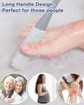 4 Pack Toe Cleaning Brush Set,Long Handle Bath Toe Brush Scrubber Bathroom for Seniors Elderly Men and Women (Grey)