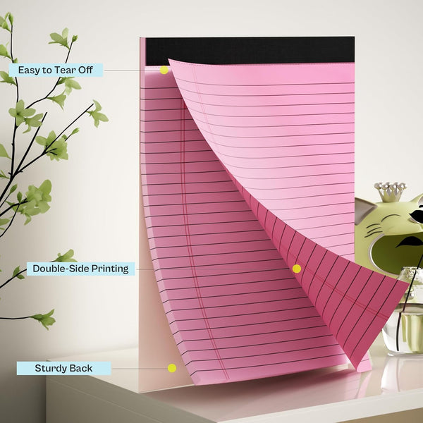 2 Pcs Legal Pads 8.5 X 11 Pink Note Pads 8.5 X 11 Notepad 8.5 X 11 Micro Perforated Writing Pads 8.5 X 11 Lined Paper Pads Wide Ruled Pad of Paper