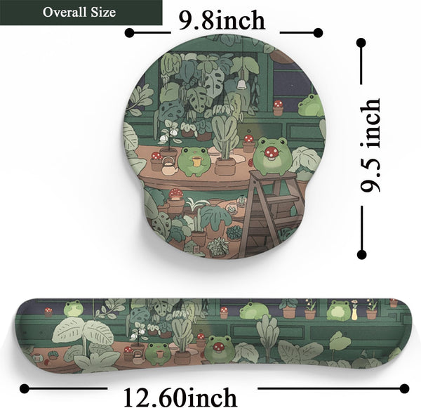 Cute Frog Mouse Pad with Wrist Rest Kawaii Green Decor Pain Relief Mat, Ergonomic Mouse Pad for Desk Computer Keyboard Laptop, Desk Decor Office