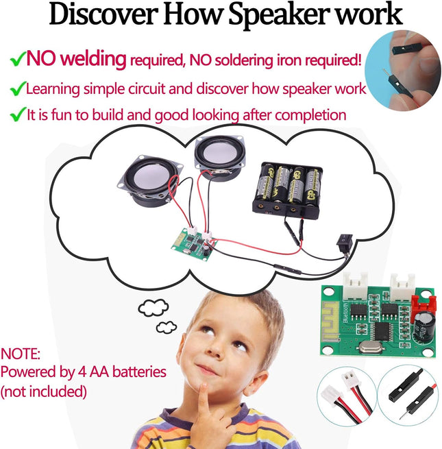 DIY Bluetooth Speaker Box Kit Electronic Sound Amplifier - Build Your Own Portable Wood Case Bluetooth Speaker Sound - S