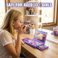 Disney Frozen All-in-One Kids Cosmetic Compact Set Includes Washable Lip Gloss, Eye Shimmer, Cheek Shimmer, Brushes Colorful Portable Beauty Set