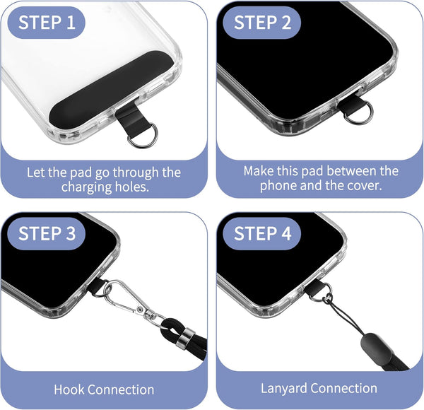CACOE Phone Lanyard 2 Pcs-2 Pcs Adjustable Neck Strap,4 Pcs Patches,Universal Crossbody Multifuctional Cell Phone Lanyards Compatible with Most