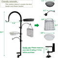 Upgraded Bird Feeding Station Kit,Deck Railing Mounted Birds Feeder Pole for Balcony with 3 Hooks,Bird Bath,Metal Mesh Tray and Suet