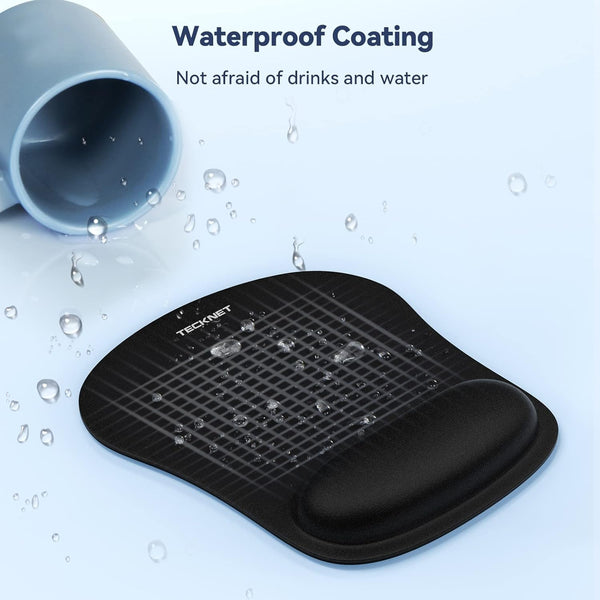Mouse Pad with Wrist Support, TECKNET Ergonomic Gaming Mouse Pad Pain Relief, Portable Comfortable Mousepad for Computer, Laptop, Office, Home and