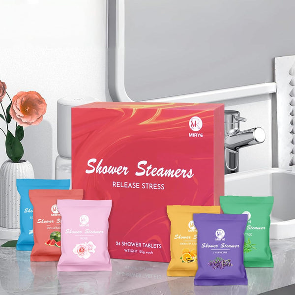 Shower Steamers Aromatherapy for Women and Men, 24-Pack Organic Shower Bombs with Essential Oil, Rose, Watermelon, Tea Tree, Orange, Sea Salt,