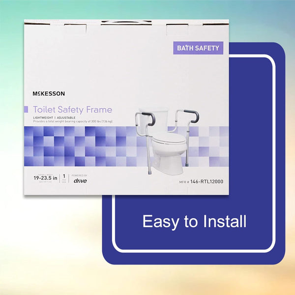 Mckesson Toilet Safety Frame and Rail, Aluminum, Adjustable, 300 Lbs Weight Capacity, 1 Count