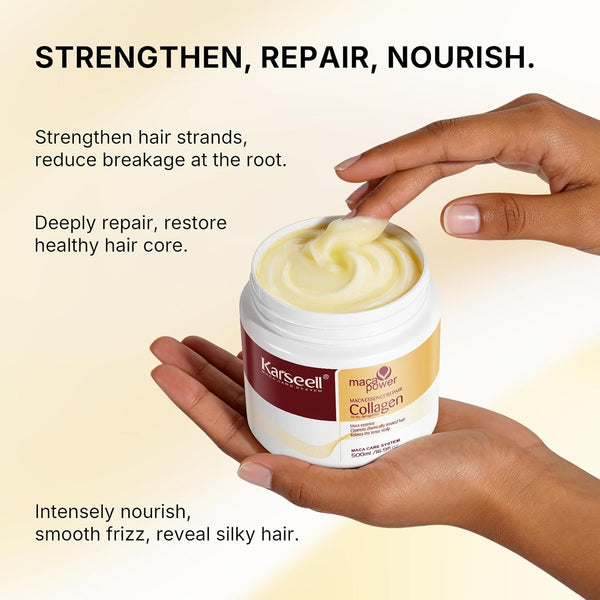 Karseell Collagen Hair Treatment Deep Repair Conditioning Argan Oil Collagen Hair Mask Essence for Dry Damaged Hair All Hair Types 16.90 Oz 500Ml