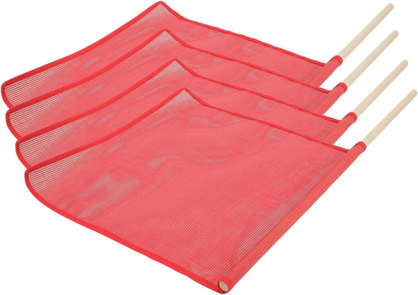 Mytee Products Red Safety Flags for Trucks with Dowel, DOT Compliant - 18 Inch X 18 Inch High Visibility Vinyl Mesh Warning Flags, 4 Pack