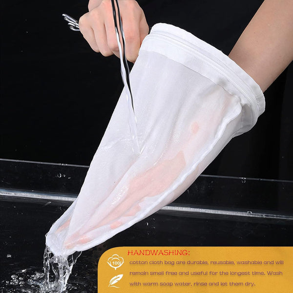 WMKGG Ultra Fine Mesh Strainer Bags, Reusable Mesh Filter Bags with Stainless Steel Handle Frame for Filter Nutmilk, Coffee, Milk, Butter, Juices
