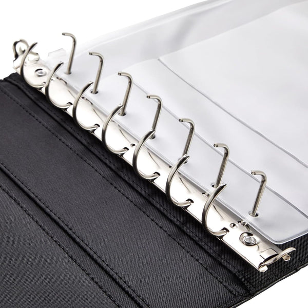 7-Ring Business Check Binder for Checkbooks Organization, Financial Records, Personal and Corporate Use, Black Faux Leather Folder for 600 Checks